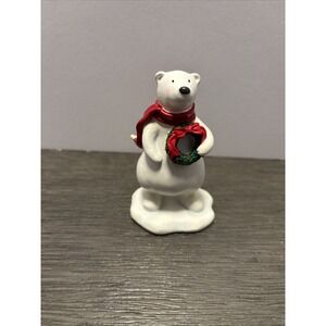 Russ Berrie Moments of Wonder Polar‎ Bear with Wreath Figurine